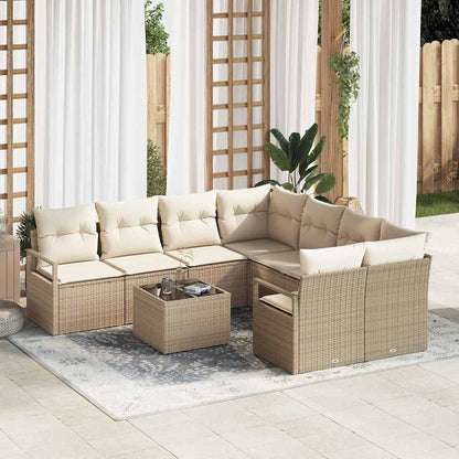 Set di divani con cuscino 9 pcs Beige e Crema polyrattan