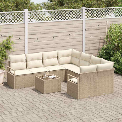 Set di divani con cuscino 9 pcs Beige e Crema polyrattan