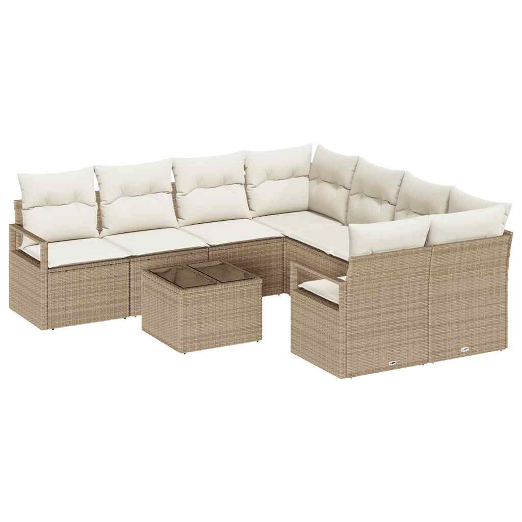 Set di divani con cuscino 9 pcs Beige e Crema polyrattan