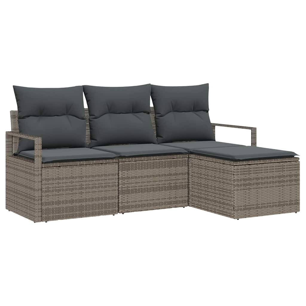 Set di divani con cuscino 4 pcs Grigio polyrattan
