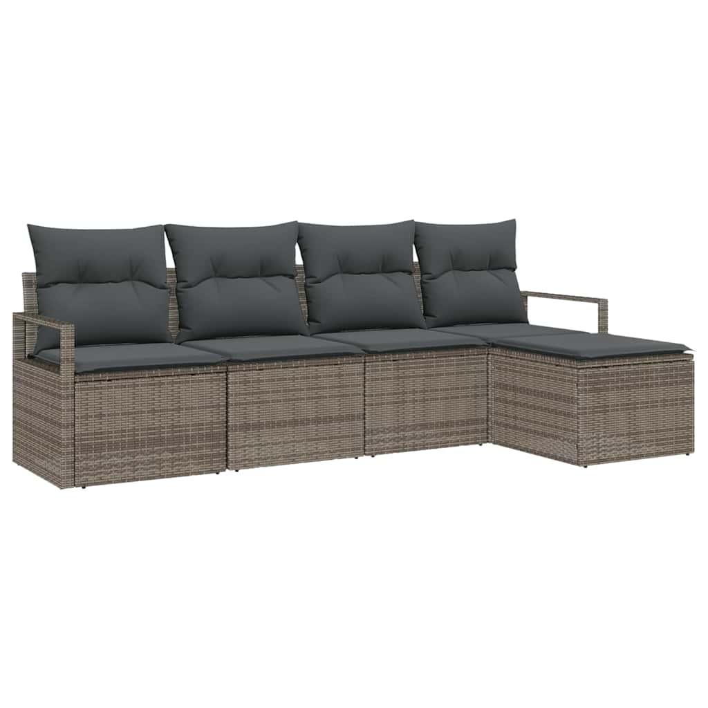 Set di divani con cuscino 5 pcs Grigio polyrattan