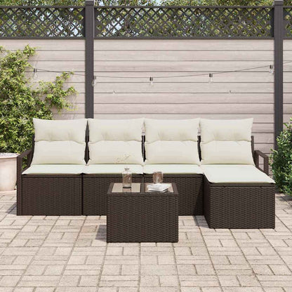 Set di divani con cuscino 6 pcs Marrone e Crema polyrattan