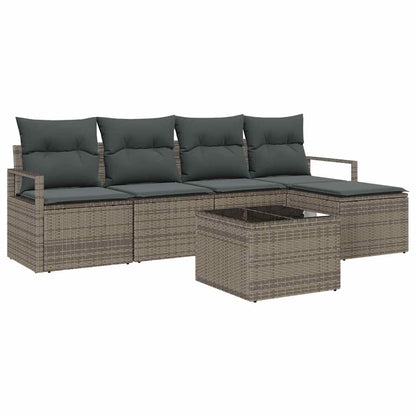 Set di divani con cuscino 6 pcs Grigio chiaro polyrattan