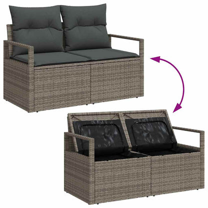 Set di divani con cuscino 4 pcs Grigio polyrattan