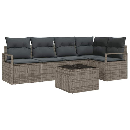 Set Divano da Giardino 6 pcs Grigio chiaro polyrattan