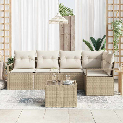 Set Divano da Giardino 6 pcs Beige e Crema polyrattan | homemem39