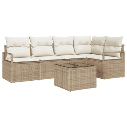 Set Divano da Giardino 6 pcs Beige e Crema polyrattan | homemem39