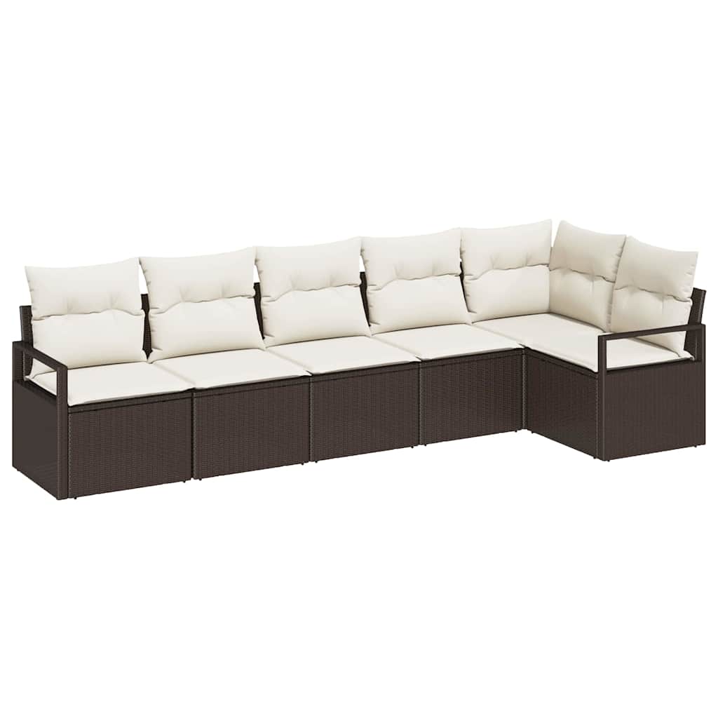 Set Divano da Giardino 6 pcs Marrone e bianco polyrattan