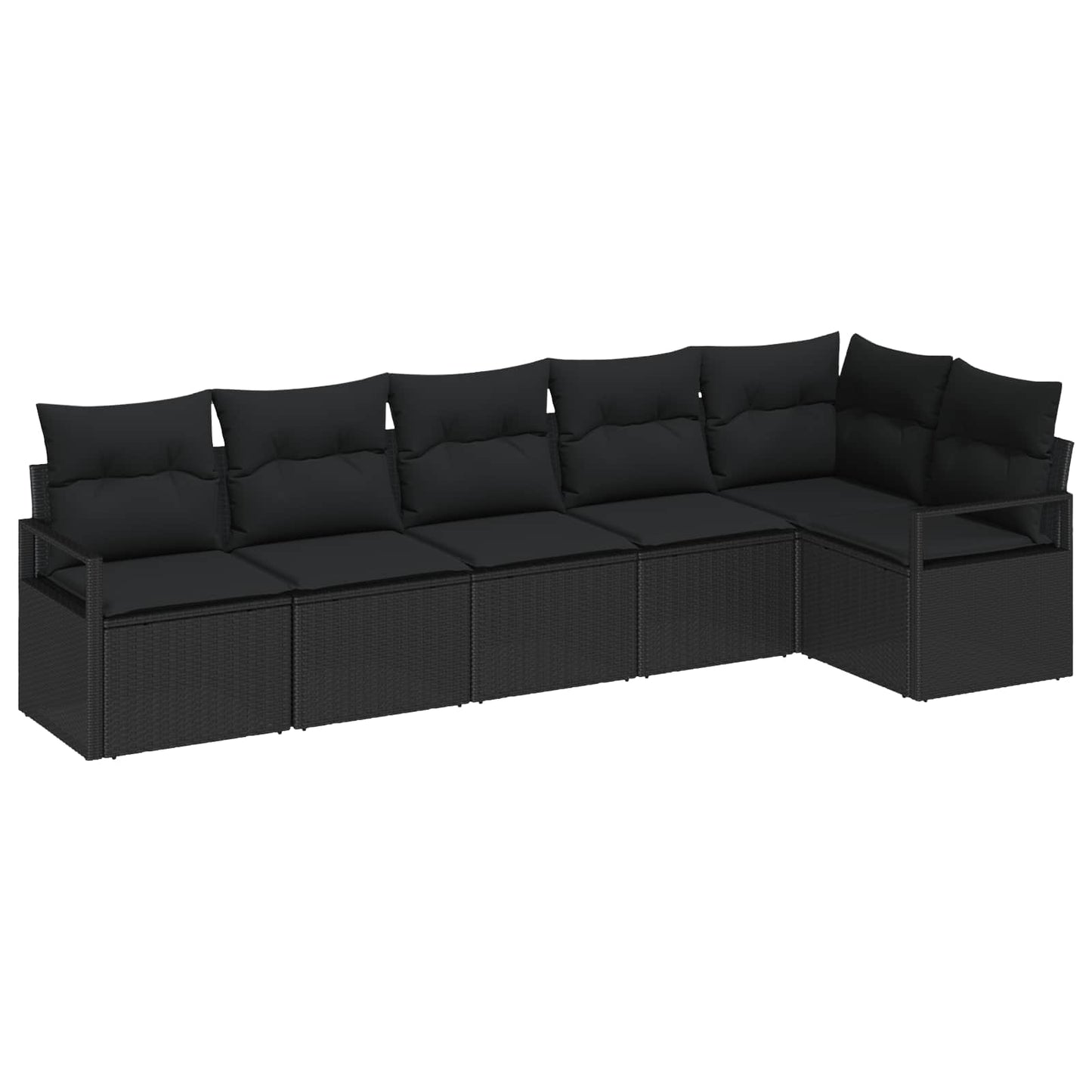 Set Divano da Giardino con cuscino 6 pcs Nero polyrattan