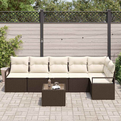 Set Divano da Giardino 7 pcs Marrone e Crema polyrattan