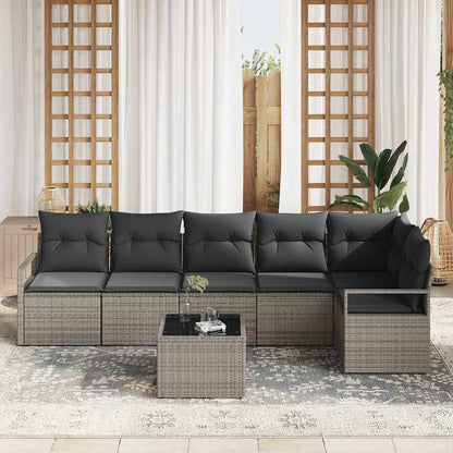 Set Divano da Giardino 7 pcs Grigio chiaro polyrattan