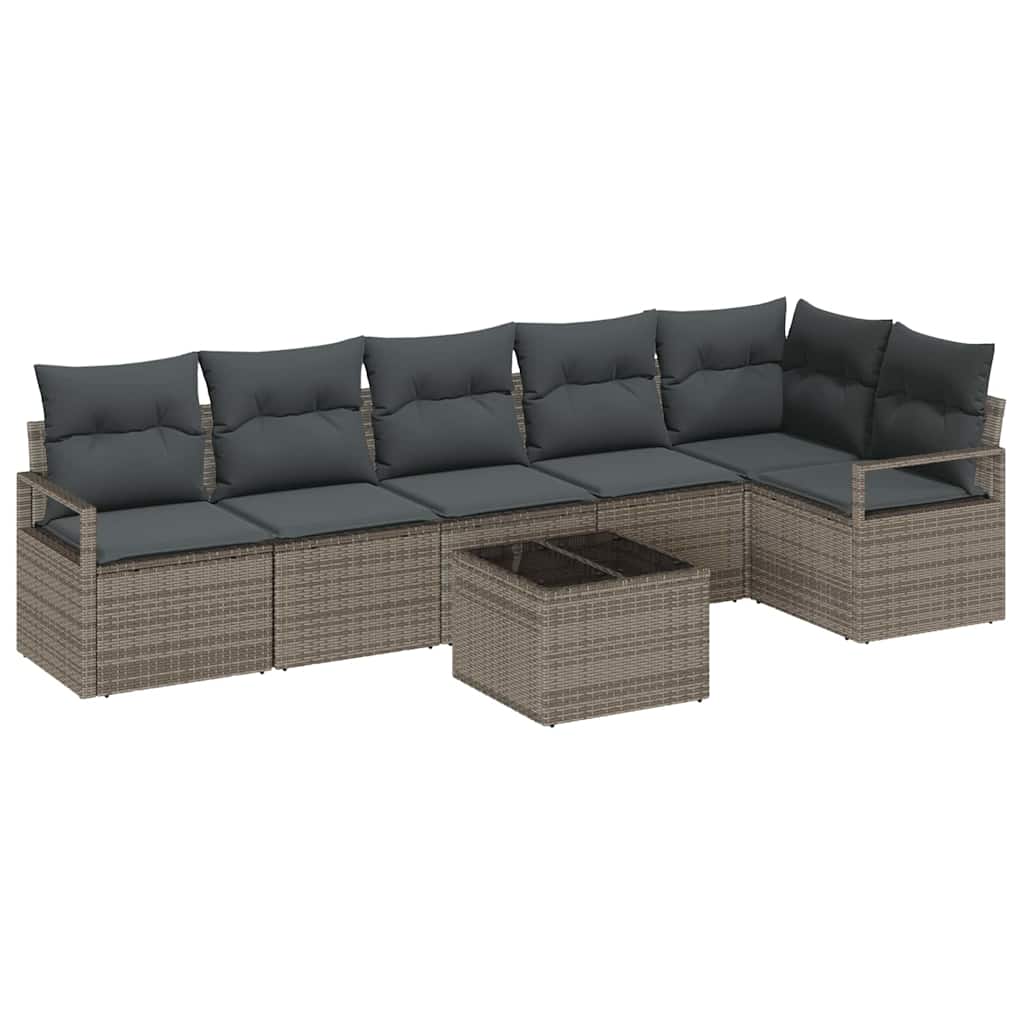 Set Divano da Giardino 7 pcs Grigio chiaro polyrattan