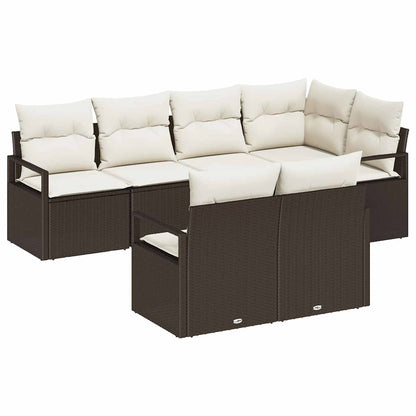 Set Divano da Giardino 7 pcs Marrone e bianco polyrattan