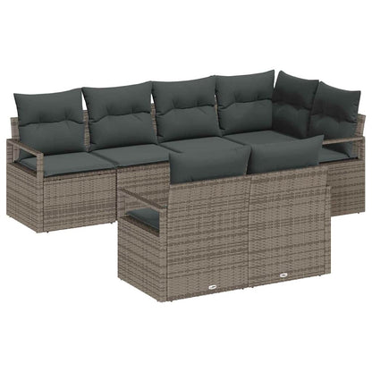 Set Divano da Giardino con cuscino 7 pcs Grigio polyrattan