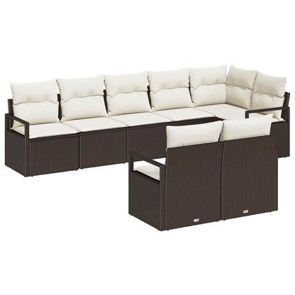 Set Divano da Giardino 8 pcs Marrone e bianco polyrattan