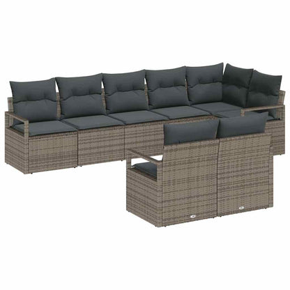 Set Divano da Giardino con cuscino 8 pcs Grigio polyrattan