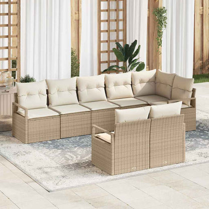 Set Divano da Giardino 8 pcs Beige e Bianco polyrattan | homemem39