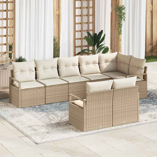 Set Divano da Giardino 8 pcs Beige e Bianco polyrattan