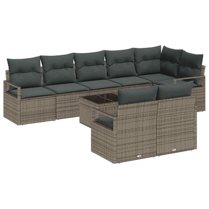 Set Divano da Giardino 9 pcs Grigio chiaro polyrattan