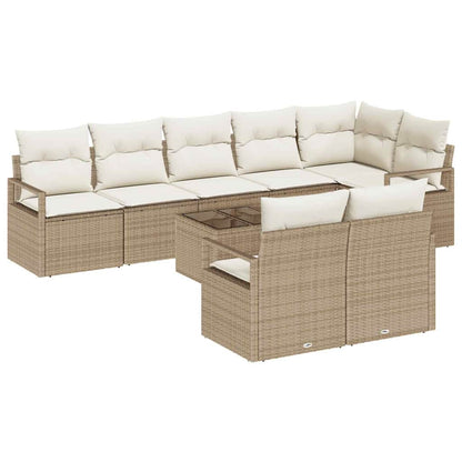 Set Divano da Giardino 9 pcs Beige e Crema polyrattan | homemem39