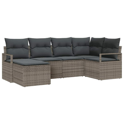 Set di divani con cuscino 6 pcs Grigio polyrattan | homemem39