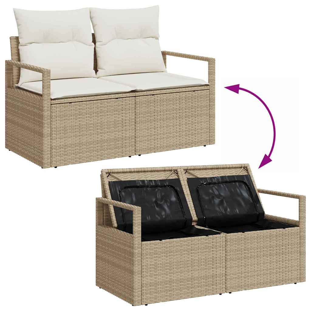 Set di divani con cuscino 6 pcs Beige e Crema polyrattan | homemem39
