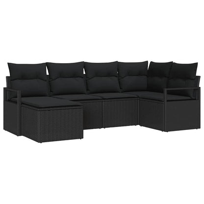 Set di divani con cuscino 6 pcs Nero polyrattan | homemem39