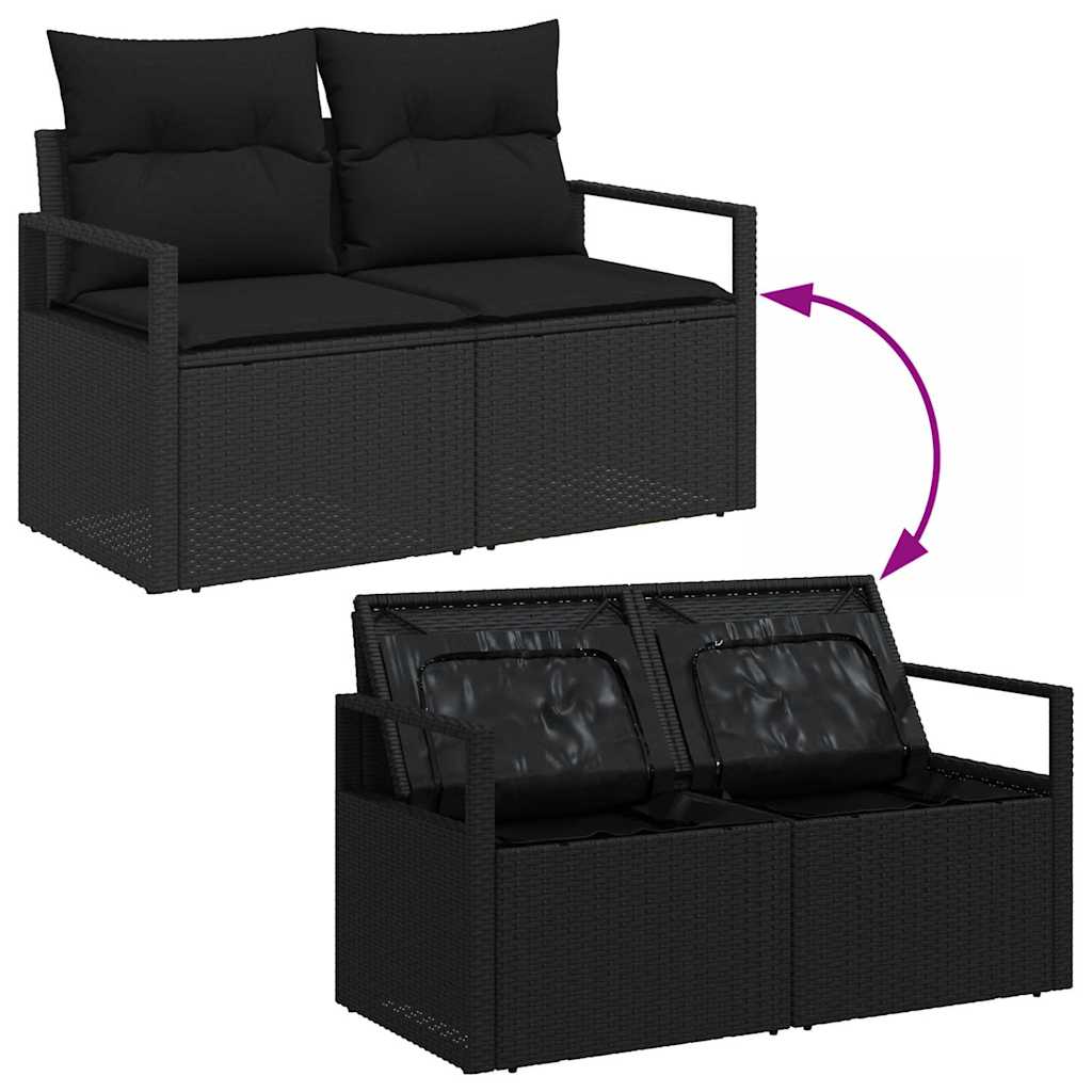 Set di divani con cuscino 6 pcs Nero polyrattan | homemem39