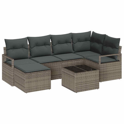 Set di divani con cuscino 7 pcs Grigio chiaro polyrattan | homemem39