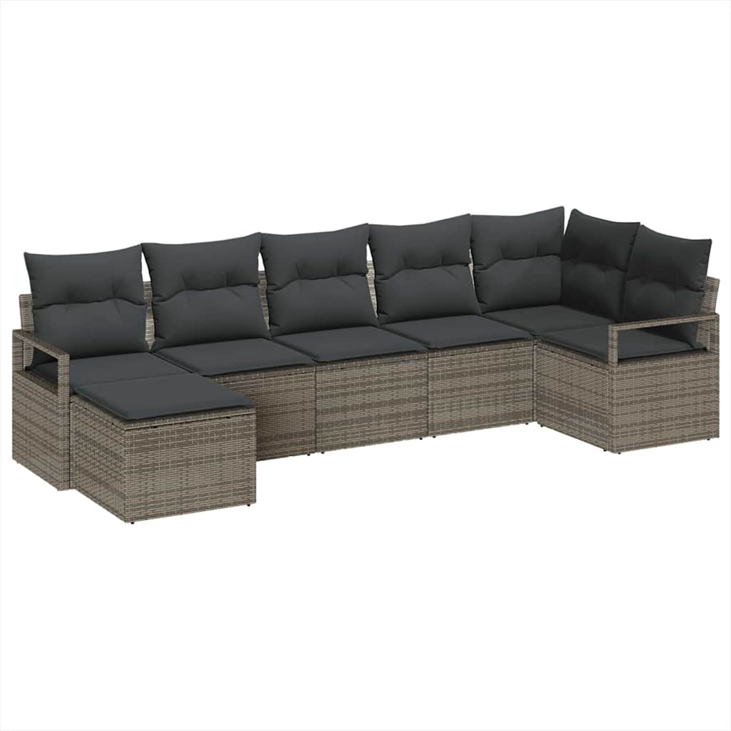 Set di divani con cuscino 7 pcs Grigio polyrattan
