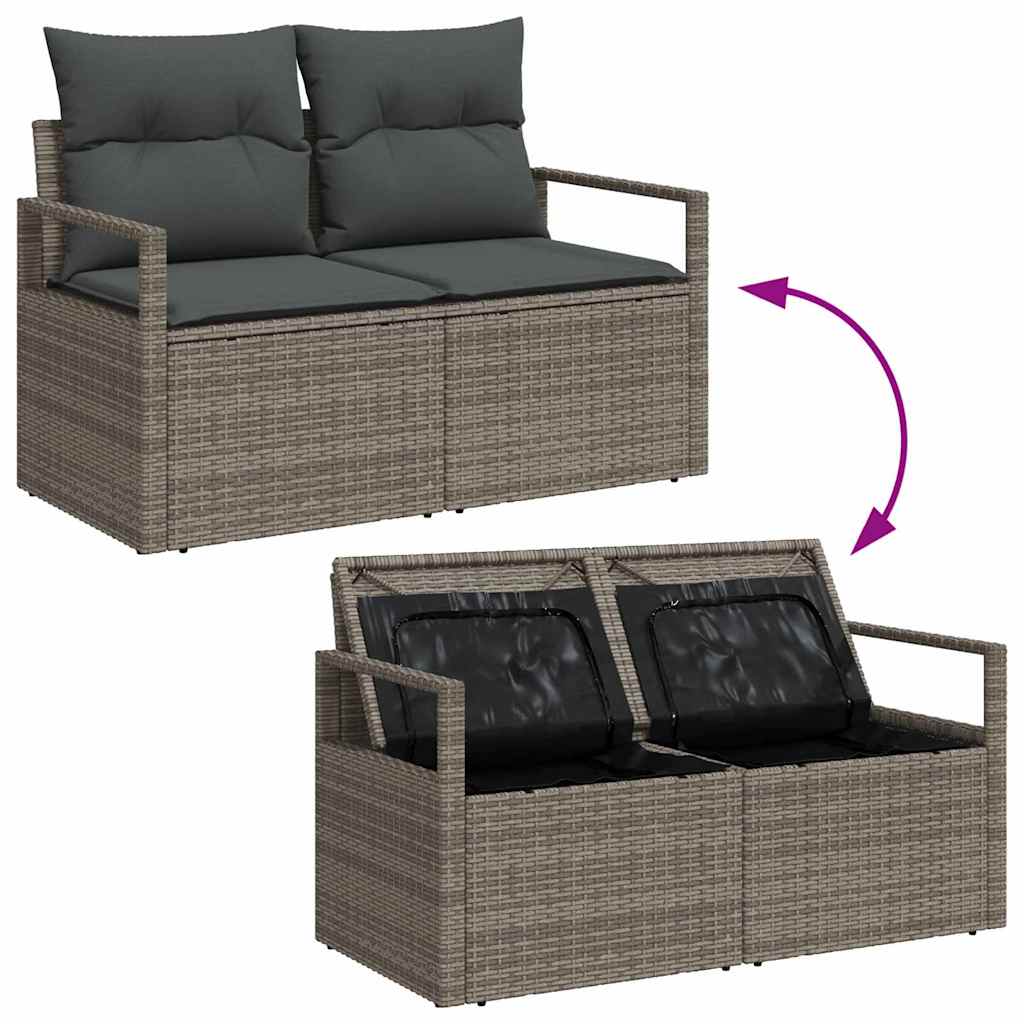 Set di divani con cuscino 7 pcs Grigio polyrattan
