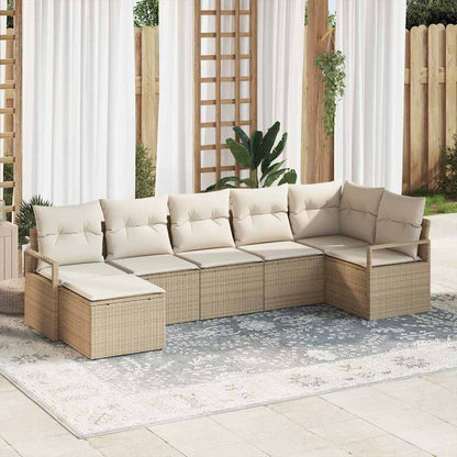 Set di divani con cuscino 7 pcs Beige e Crema polyrattan | homemem39