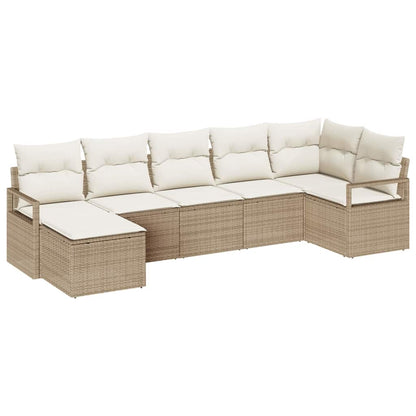Set di divani con cuscino 7 pcs Beige e Crema polyrattan | homemem39