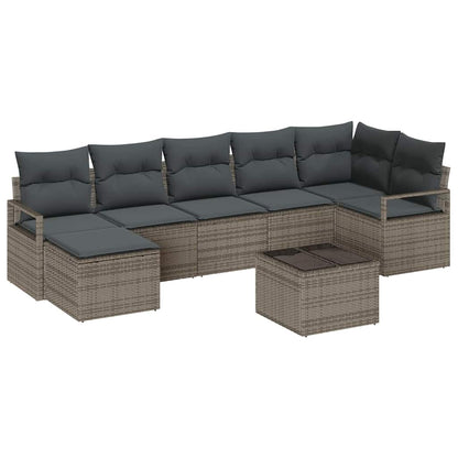 Set di divani con cuscino 8 pcs Grigio chiaro polyrattan