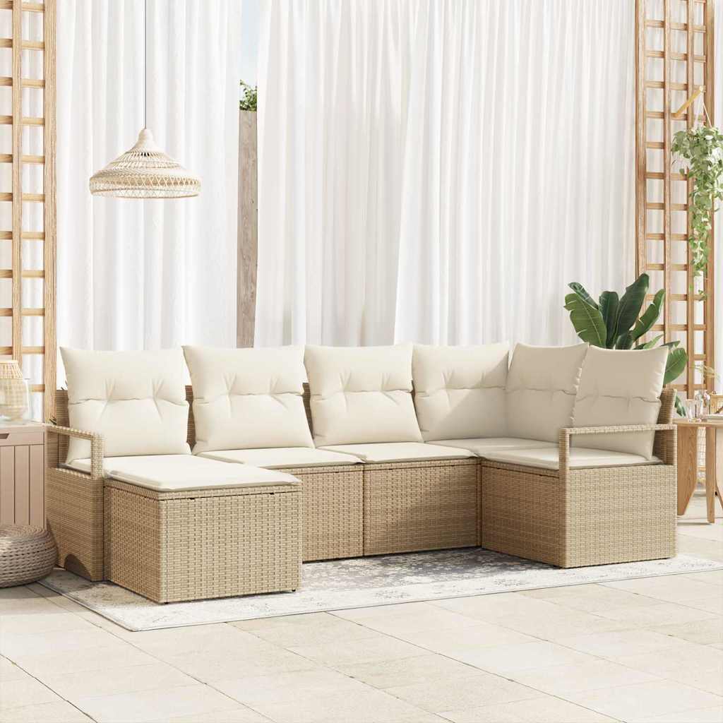 Set di divani con cuscino 8 pcs Beige e Crema polyrattan | homemem39