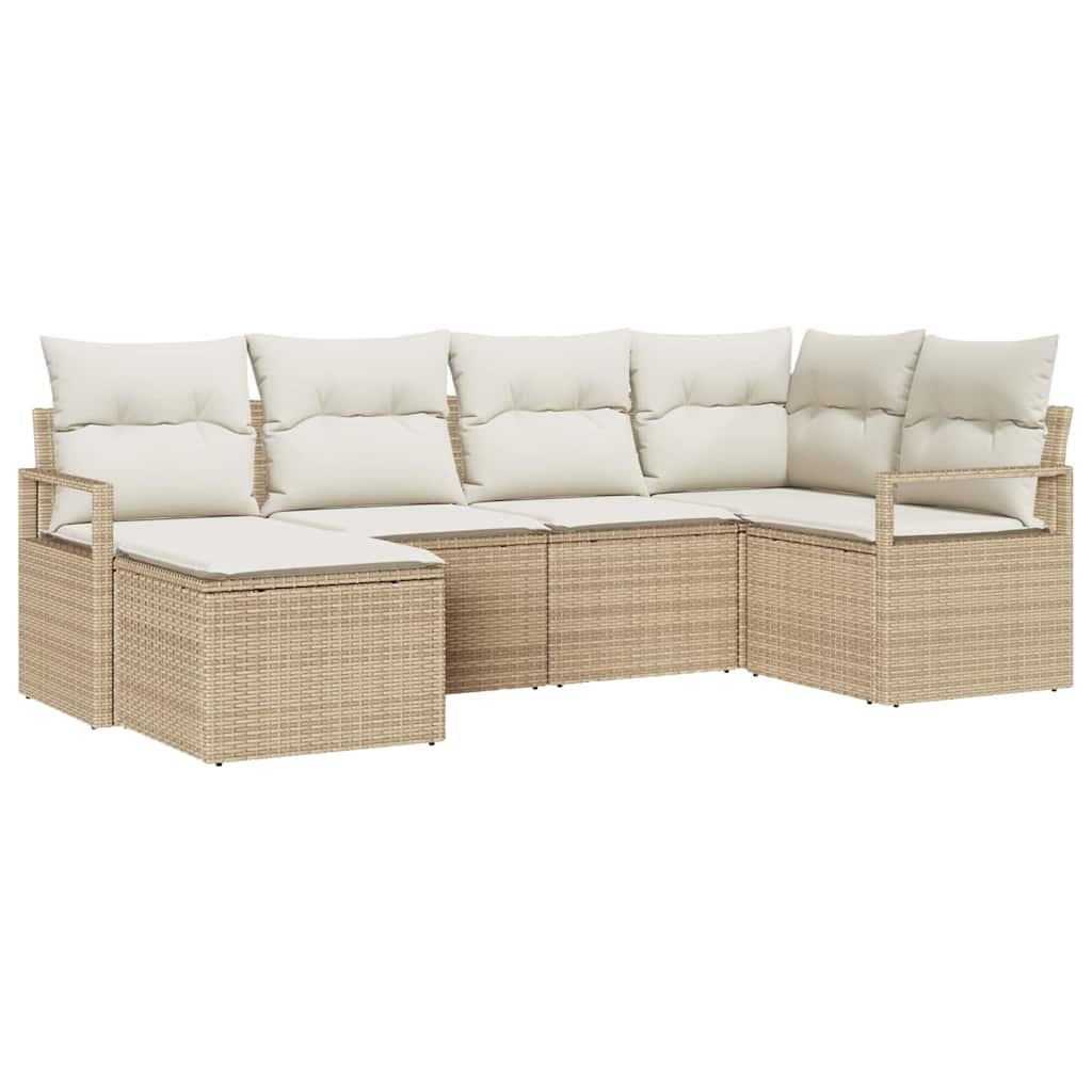 Set di divani con cuscino 8 pcs Beige e Crema polyrattan | homemem39