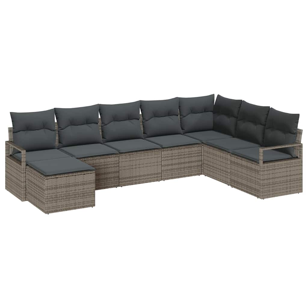 Set di divani con cuscino 8 pcs Grigio polyrattan