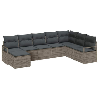 Set di divani con cuscino 8 pcs Grigio polyrattan