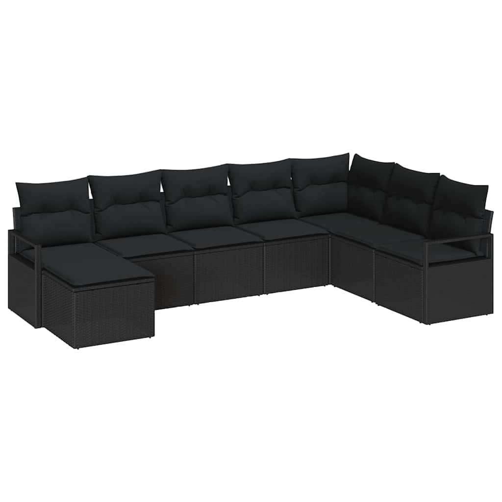 Set di divani con cuscino 8 pcs Nero polyrattan | homemem39