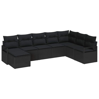 Set di divani con cuscino 8 pcs Nero polyrattan | homemem39