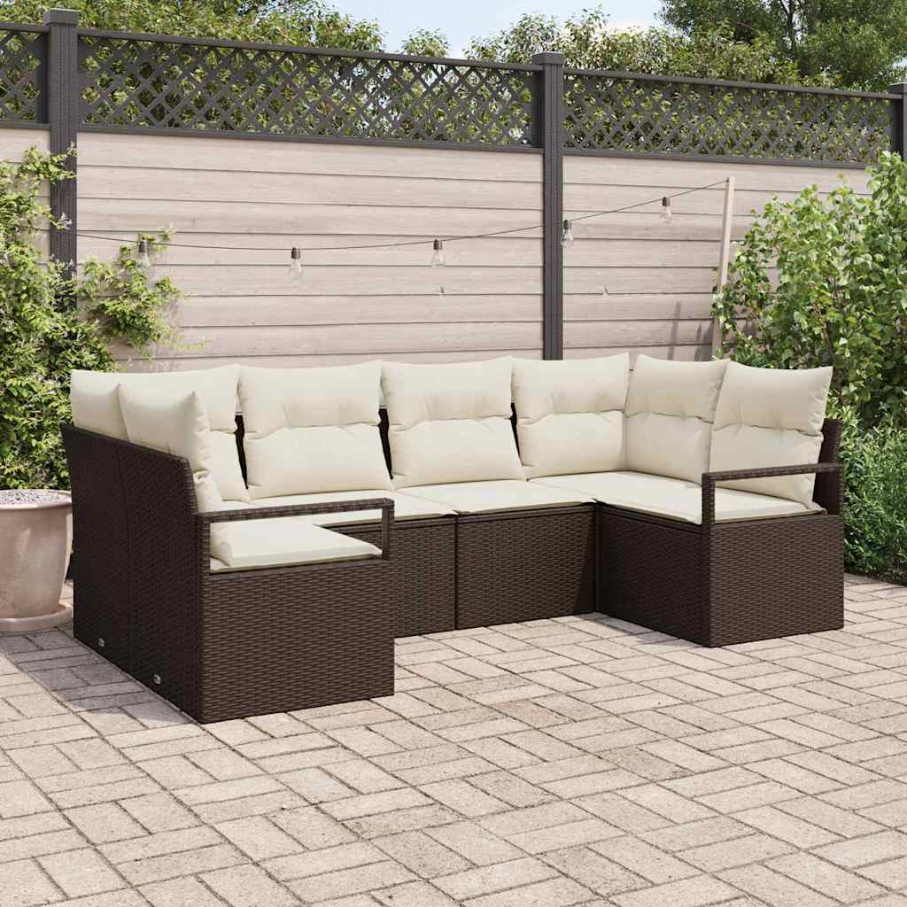 Set Divano da Giardino 6 pcs Marrone e bianco polyrattan | homemem39