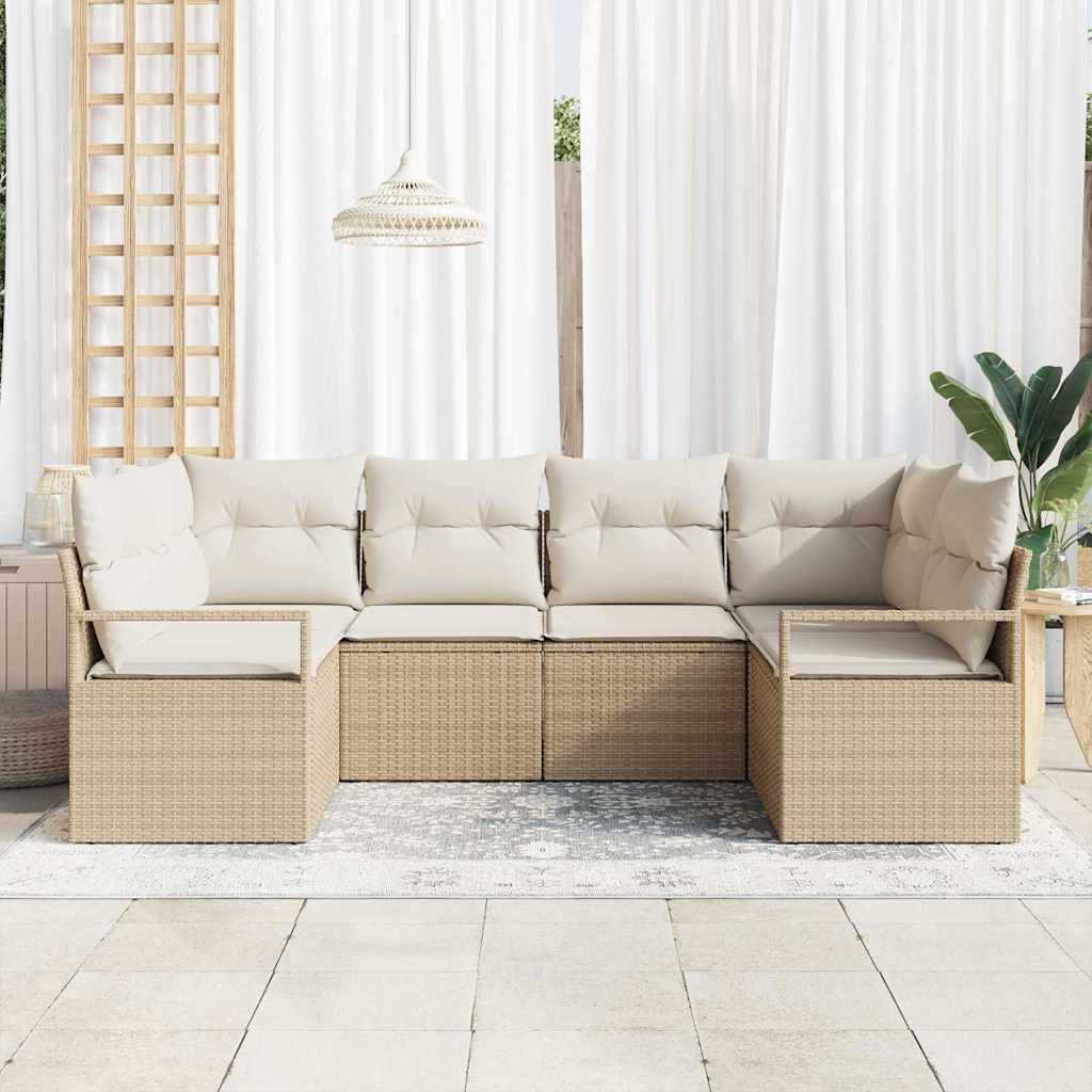 Set Divano da Giardino 6 pcs Beige e Bianco polyrattan | homemem39