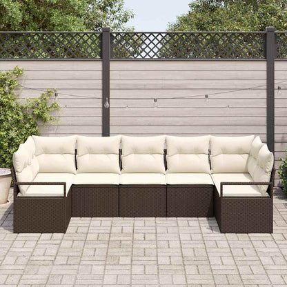 Set Divano da Giardino 7 pcs Marrone e bianco polyrattan | homemem39