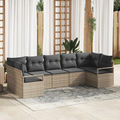 Set Divano da Giardino con cuscino 7 pcs Grigio polyrattan