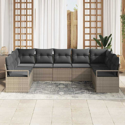 Set Divano da Giardino con cuscino 7 pcs Grigio polyrattan | homemem39