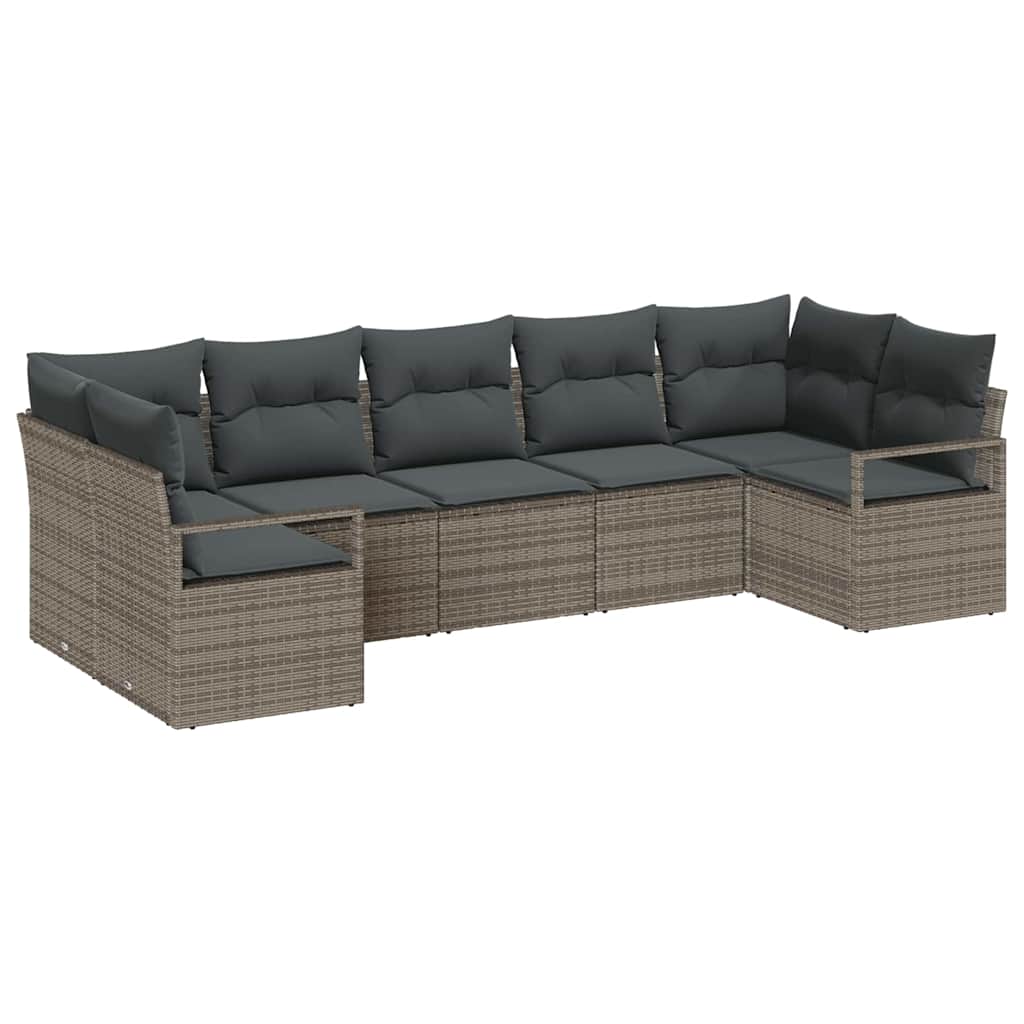 Set Divano da Giardino con cuscino 7 pcs Grigio polyrattan | homemem39