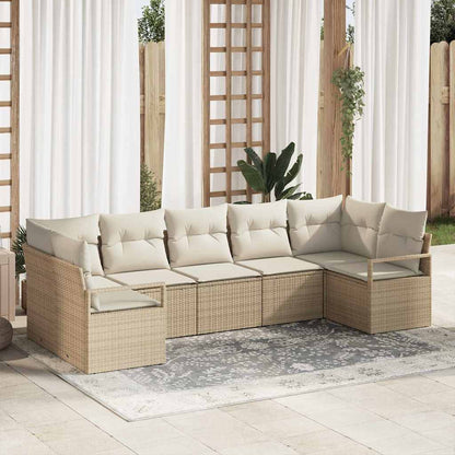Set Divano da Giardino 7 pcs Beige e Bianco polyrattan | homemem39