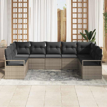 Set Divano da Giardino con cuscino 9 pcs Grigio polyrattan | homemem39