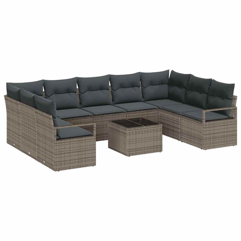 Set Divano da Giardino 10 pcs Grigio chiaro polyrattan | homemem39