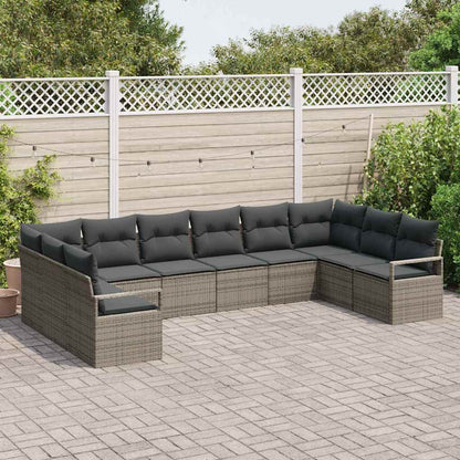 Set Divano da Giardino con cuscino 10 pcs Grigio polyrattan | homemem39